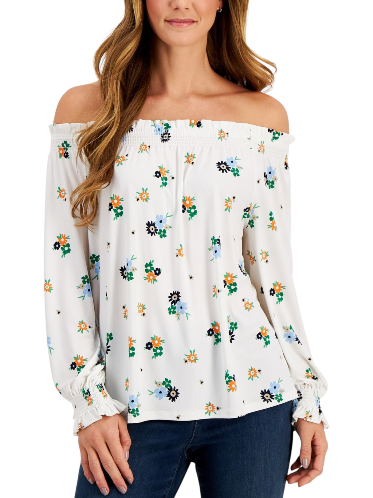 Image for Women's Floral Printed Top,White