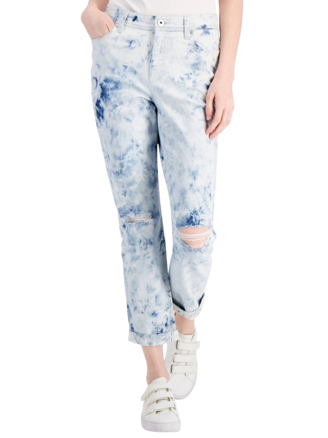 Image for Women's Ripped Colorblocked Jeans,Light Blue