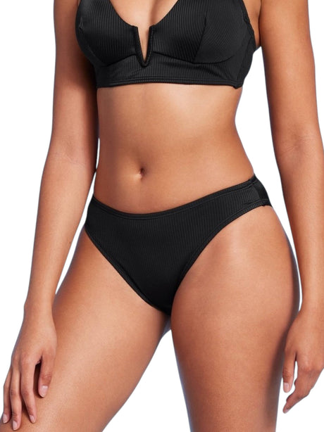 Image for Women's Ribbed Bikini Bottom,Black