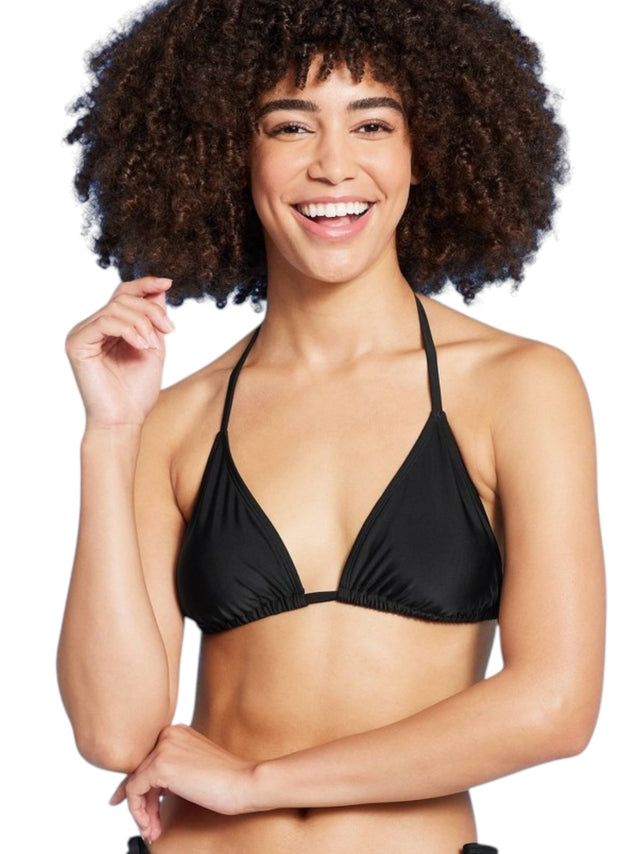 Image for Women's Plain Triangle String Bikini Top,Black
