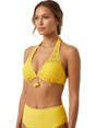 Image for Women's Open Knitted Bikini Top,Yellow