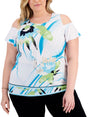 Image for Women's Printed Cold Shoulders Top&Neckl Lace,Multi