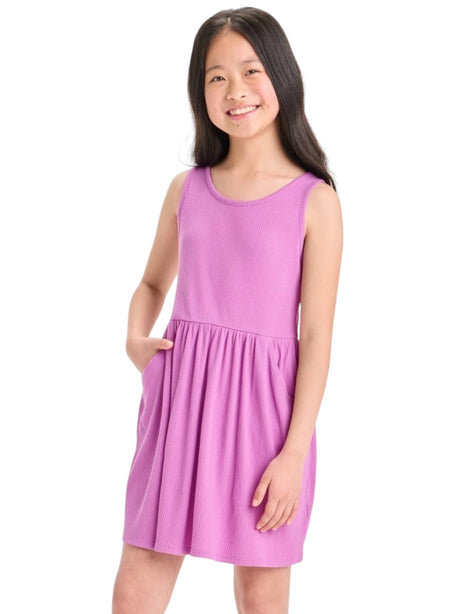 Image for Kids Girl's Ribbed Dress,Purple