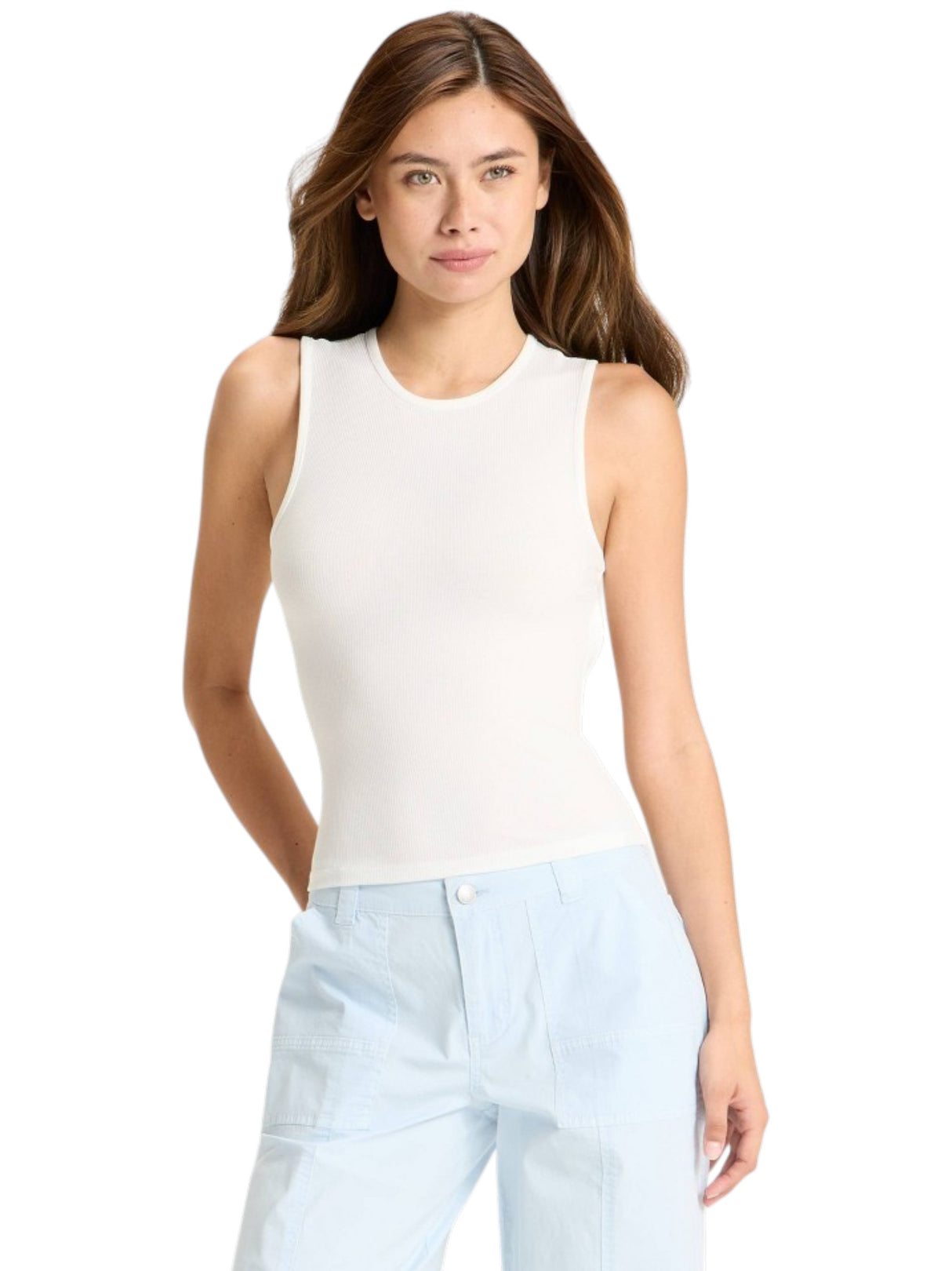Image for Women's Open Back Ribbed Top,White