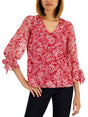 Image for Women's Lace Printed Top,Red