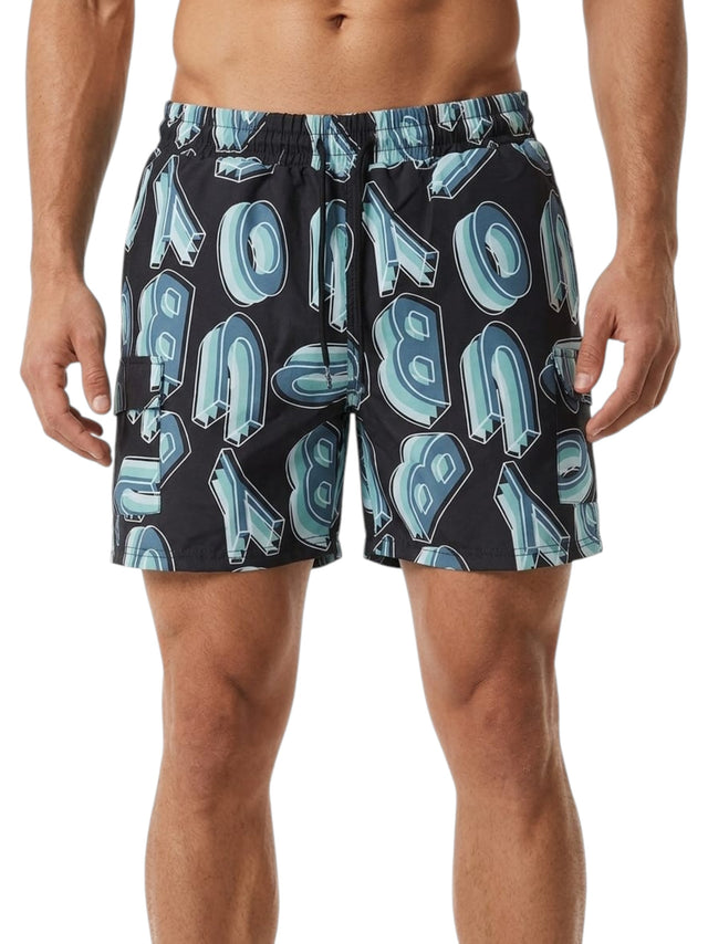 Image for Men's Printed Swim Short,Black