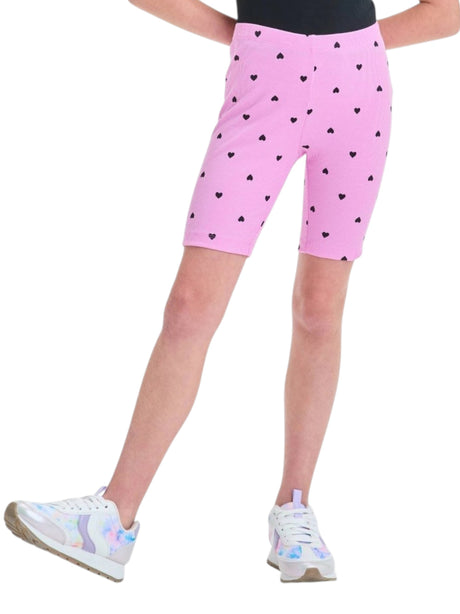 Image for Kids Girl's Heart Printed Ribbed Short,Pink