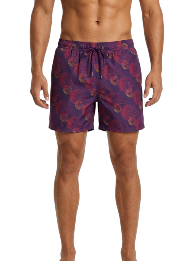 Image for Men's Printed Swim Short,Mauve