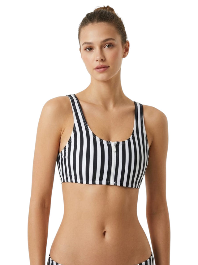 Image for Women's White Stripped One Pieces Bikini Top,Black