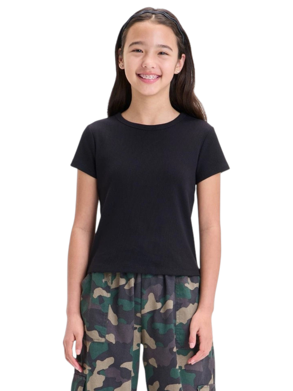 Image for Kids Girl's Ribbed Top,Black