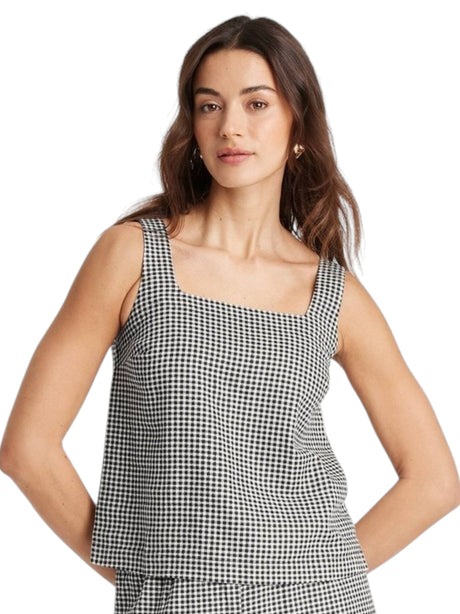 Image for Women's Plaid Top,Black/White