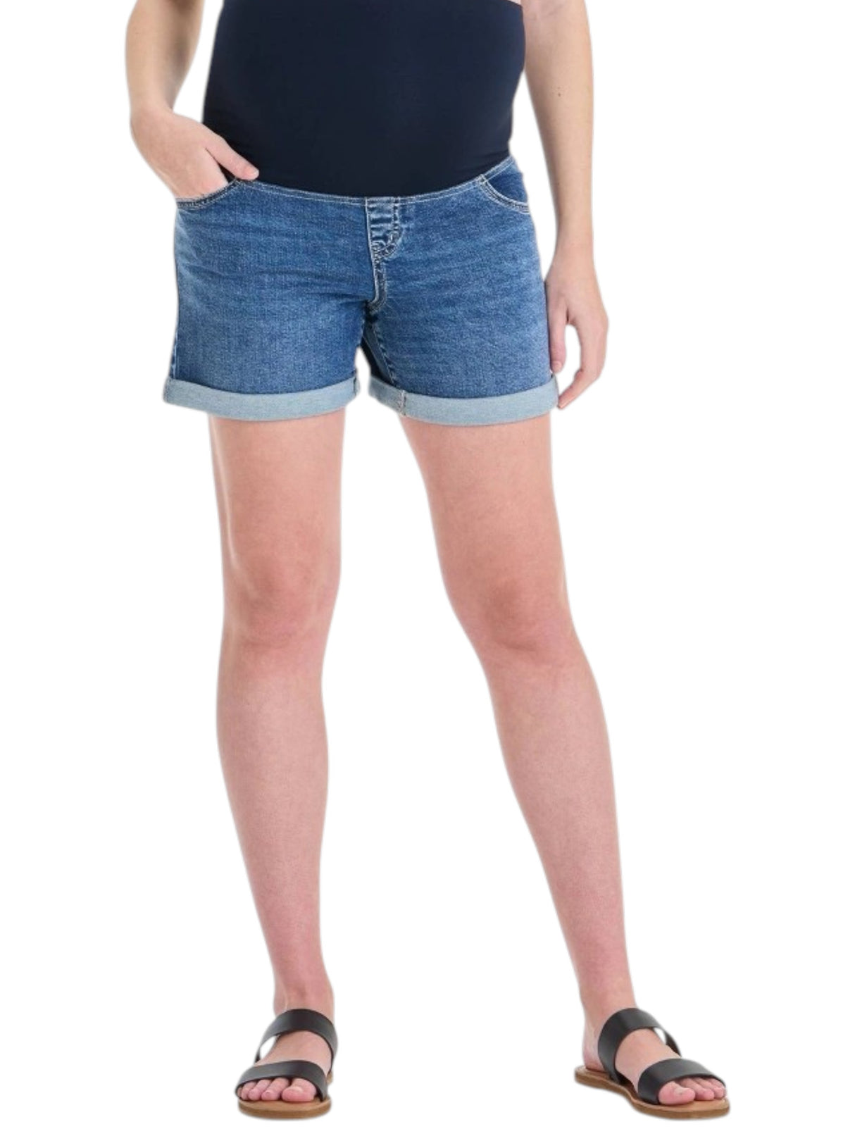 Image for Women's Heather Maternity Jean Short,Navy 