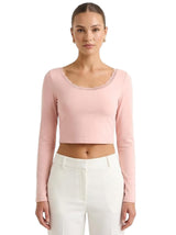Image for Women's Lace Open Back Plain Top,Peach