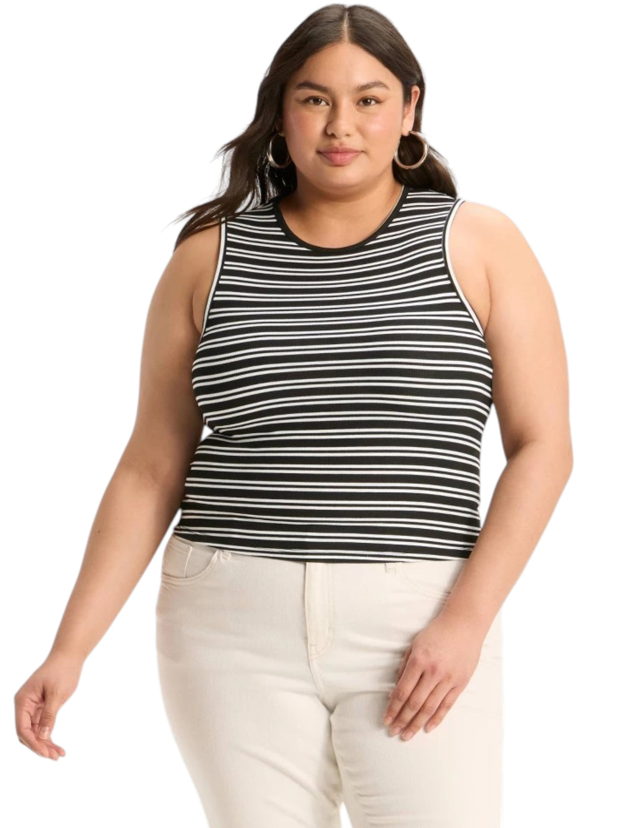 Image for Women's Striped Open Back Top,Black