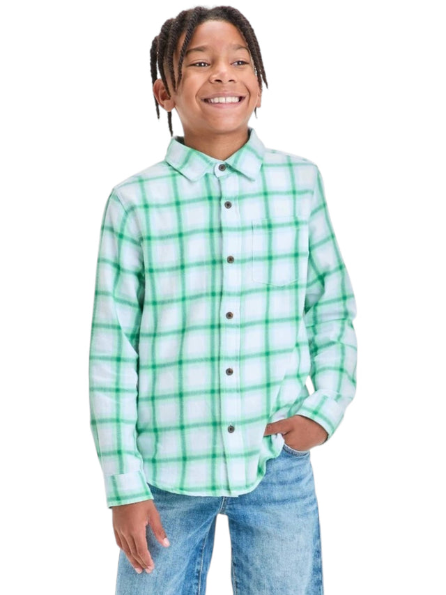 Image for Kids Boy's Plaid Dress Shirt,Green