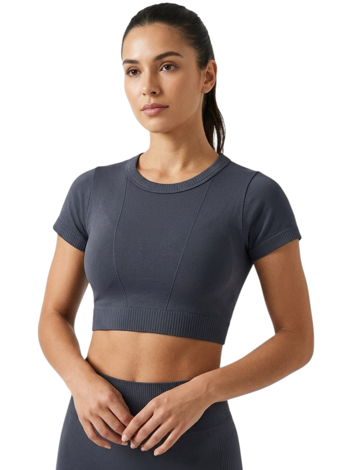 Image for Women's Plain Solid Sport Top,Dark Grey