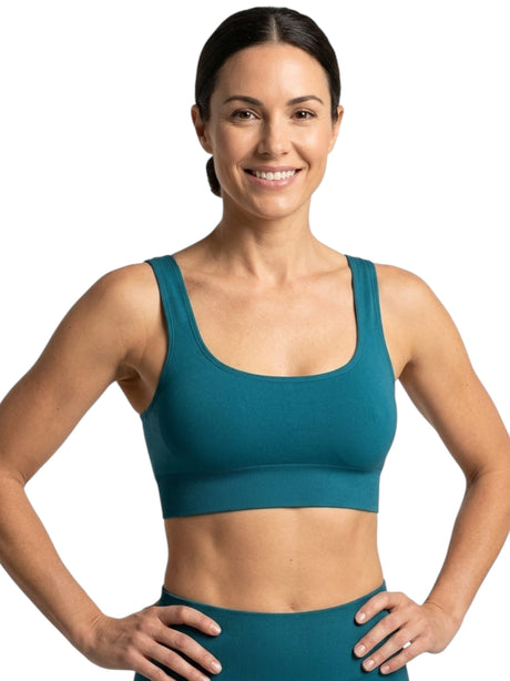 Image for Women's Plain Solid Sport Bra,Dark Turquoise 
