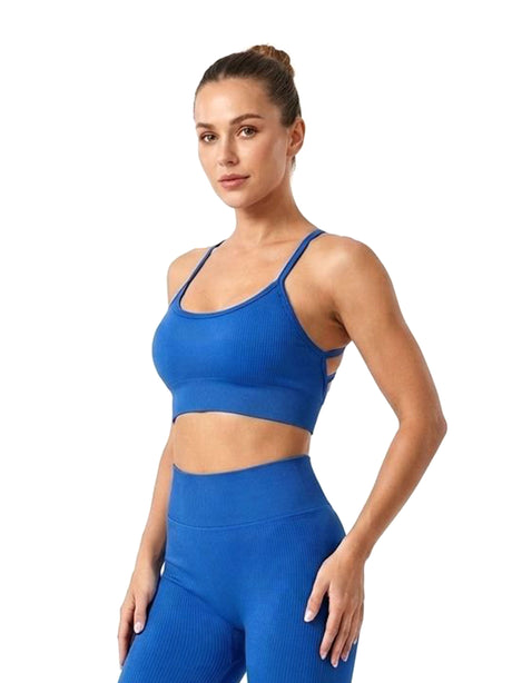 Image for Women's Plain Solid Sport Bra,Navy Blue