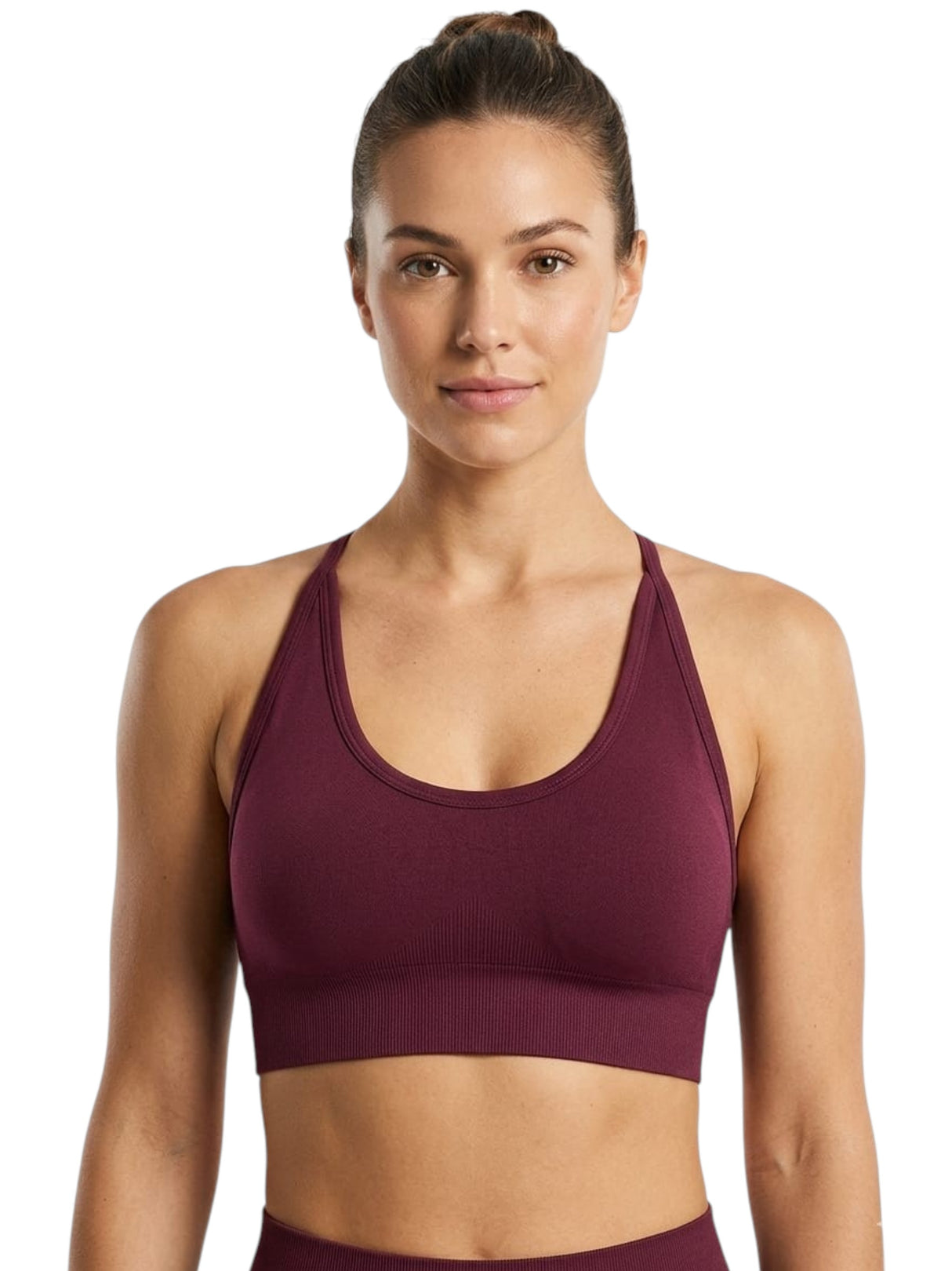 Image for Women's Plain Solid Sport Bra,Burgundy