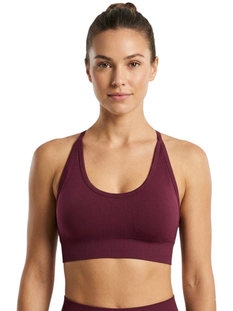 Image for Women's Plain Solid Sport Bra,Burgundy