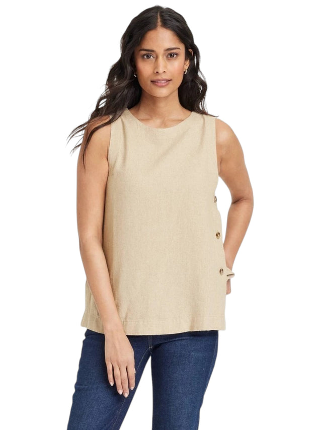 Image for Women's Plain Solid Top,Beige