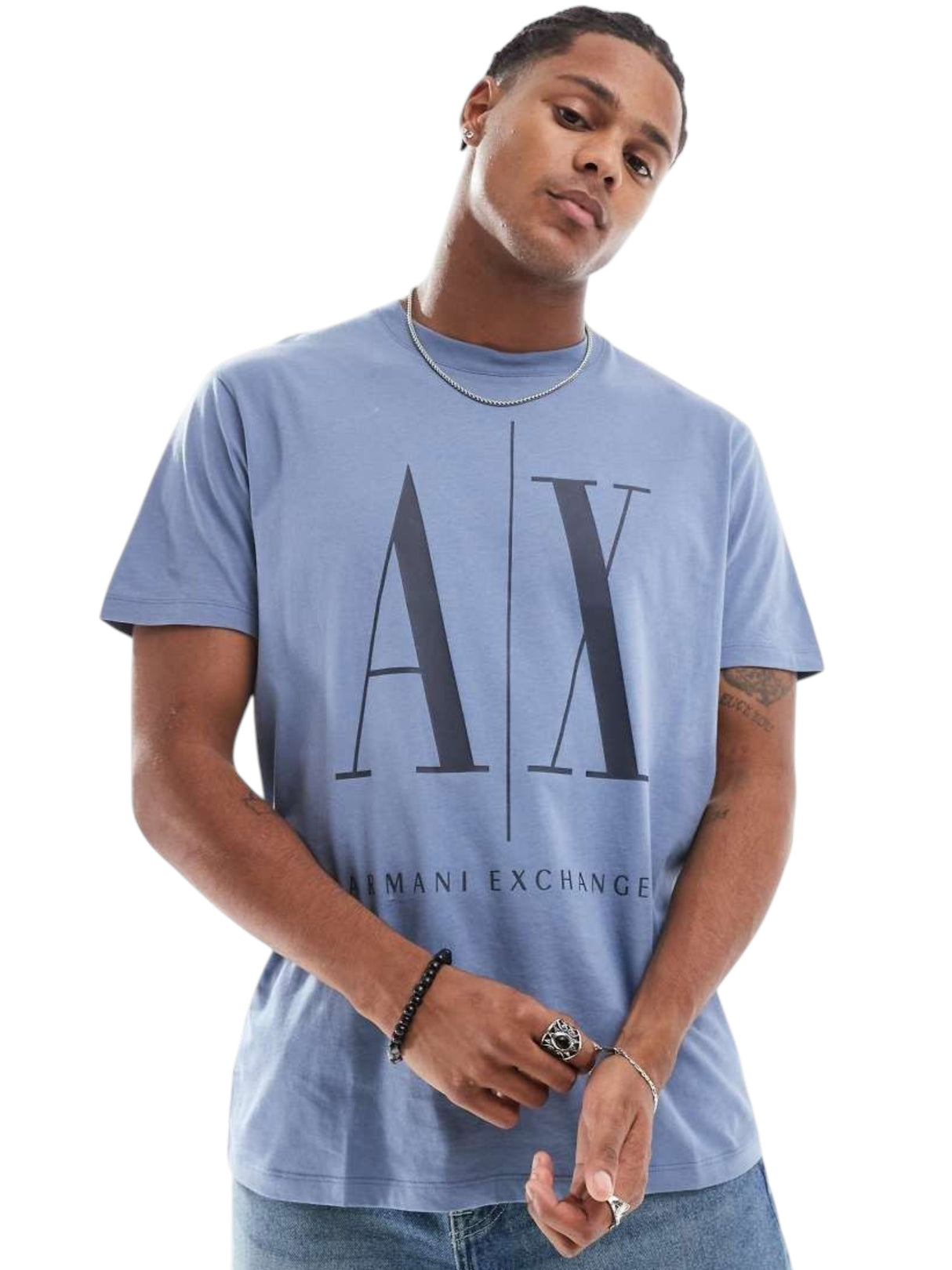 Image for Men's Brand Logo Printed Top,Dusty Blue
