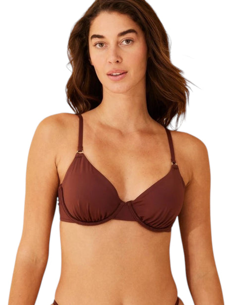 Image for Wome's Plain One Pieces Bikini Top,Brown