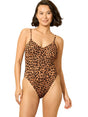 Image for Women's Leopard Printed One Pieces Swimsuit,Brown