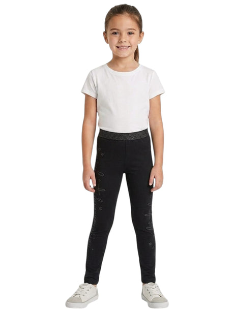 Image for Kids Girl's Printed Glitter Waist Legging,Black