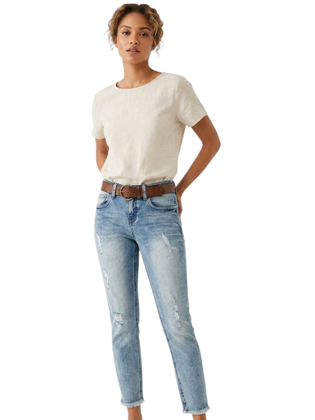 Image for Women's Washed Jeans&Belt,Blue