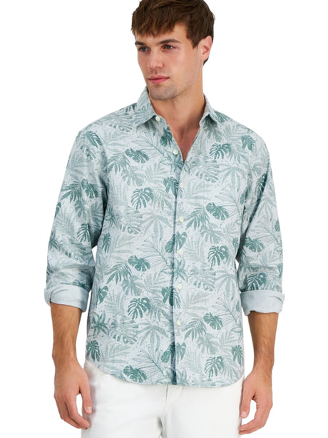 Image for Men's Printed Dress Shirt,Dusty Aqua