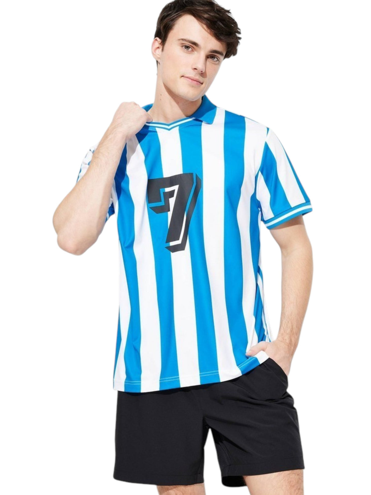 Image for Men's Striped Sport Top,White/Blue