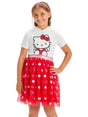 Image for Kids Girl's Printed Dress,White/Red