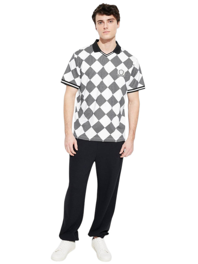 Image for Men's Plaid Top,Black/White