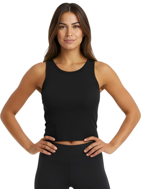 Image for Women's Ribbed Crop Top,Black