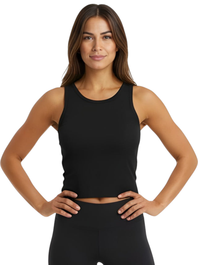 Image for Women's Ribbed Crop Top,Black