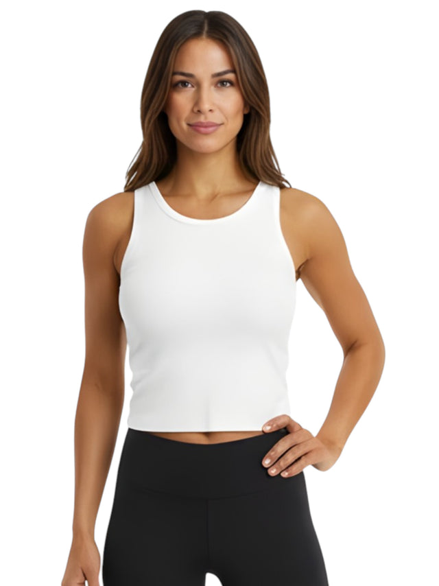Image for Women's Ribbed Crop Top,White