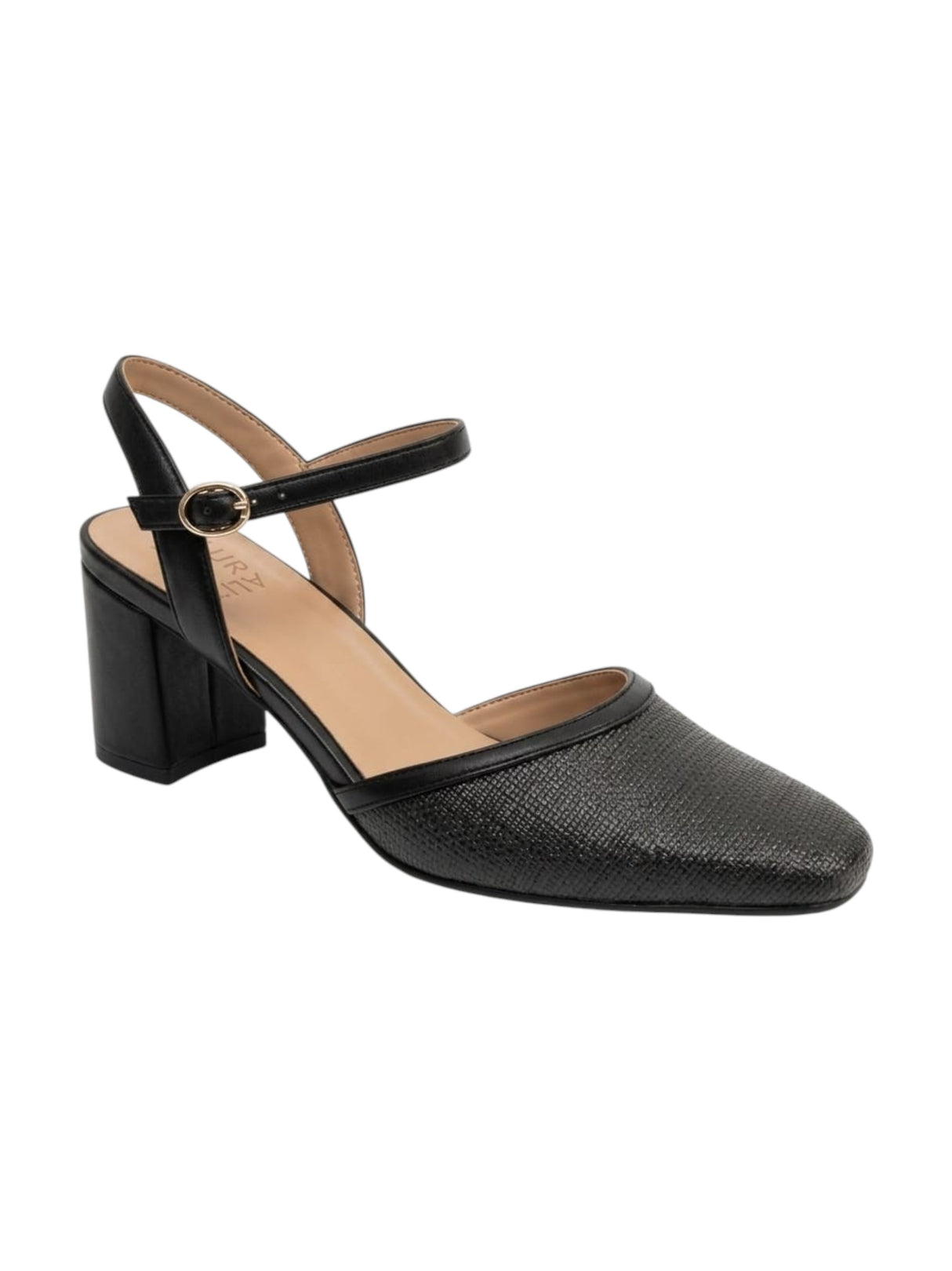 Image for Women's Textured Heeled Shoes,Black