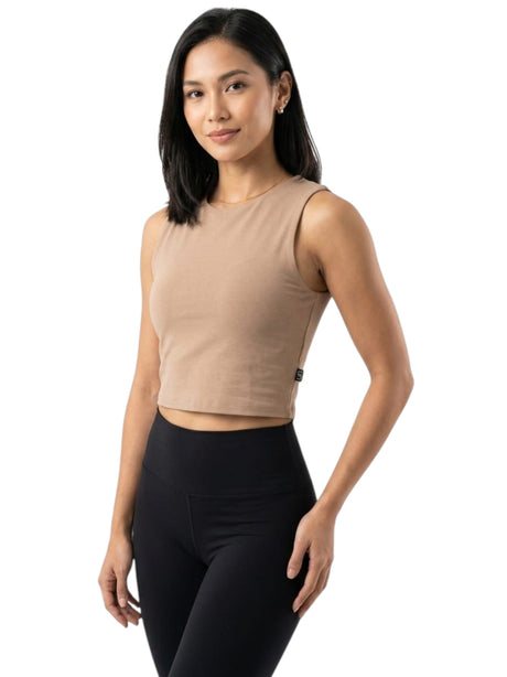 Image for Women's Plain Crop Top,Light Brown