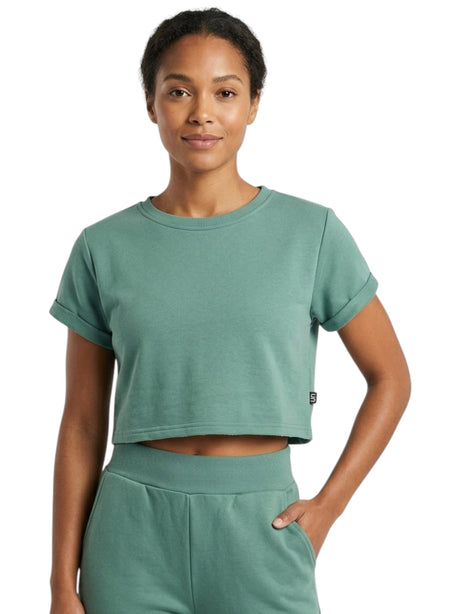 Image for Women's Plain Crop Top,Dusty Green