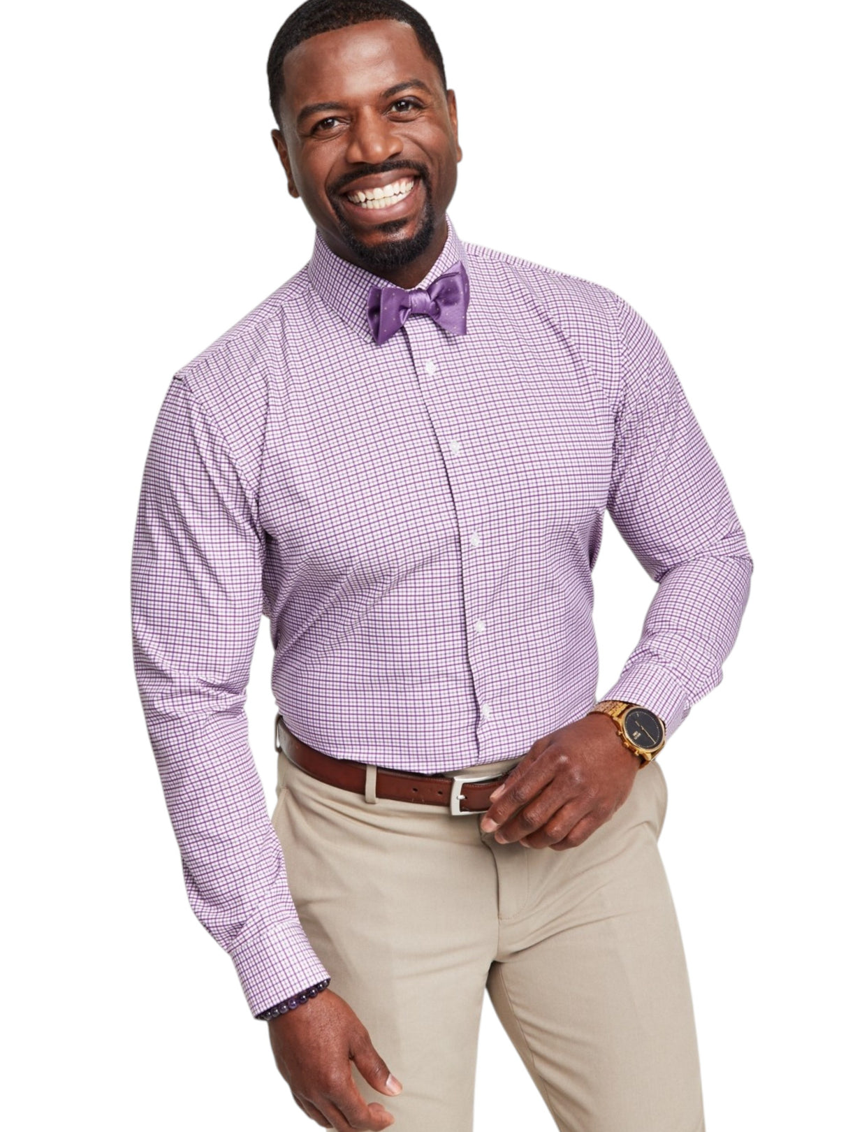 Image for Men's Plaid Dress Shirt,Purple