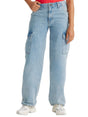 Image for Women's Plain Solid Cargo Jeans,Blue 