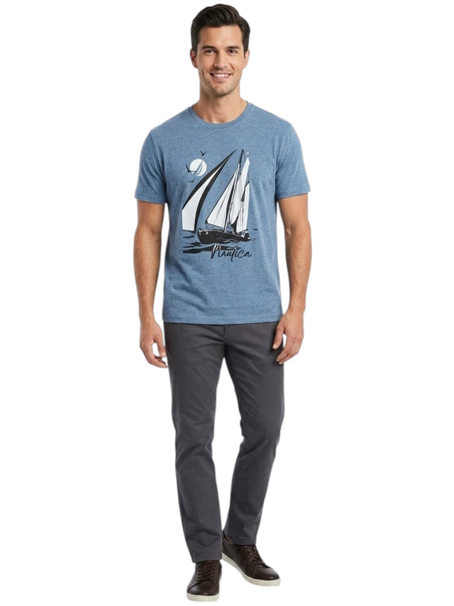 Image for Men's Printed Top,Light Navy