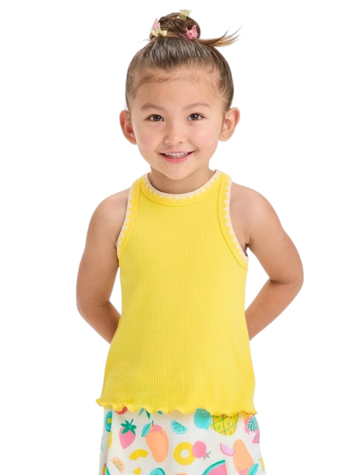 Image for Kids Girl's Ribbed Top,Yellow