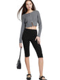 Image for Women's Plain Solid  Capri Pant,Black