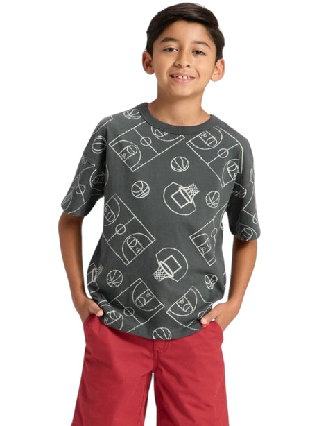 Image for Kids Boy's Printed Top,Dark Grey
