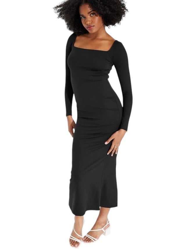 Image for Women's Plain Solid Dress,Black