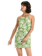 Image for Women's Open Back Printed Dress,Green/White