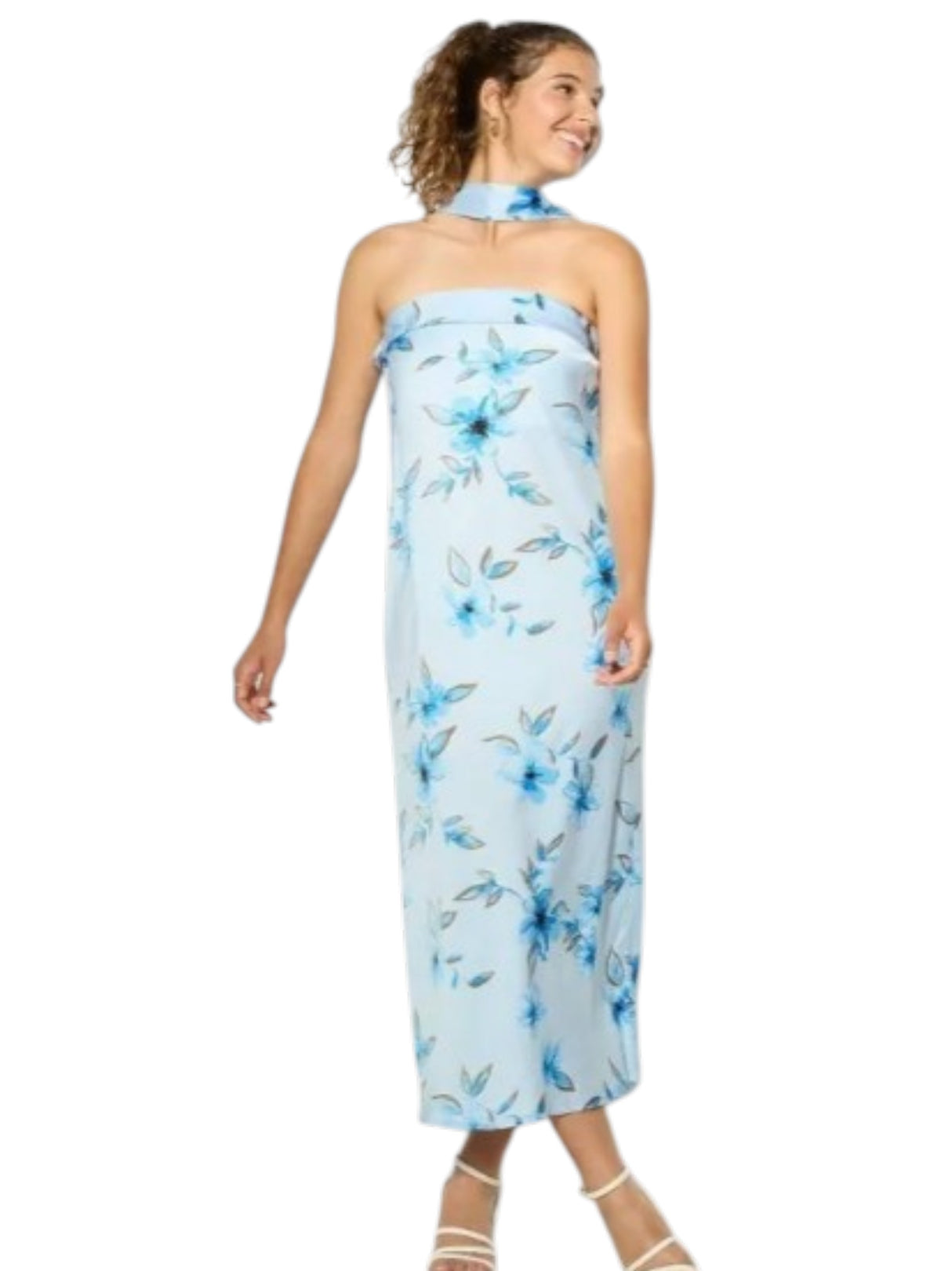 Image for Women's Printed Off Shoulders Dress,Light Blue
