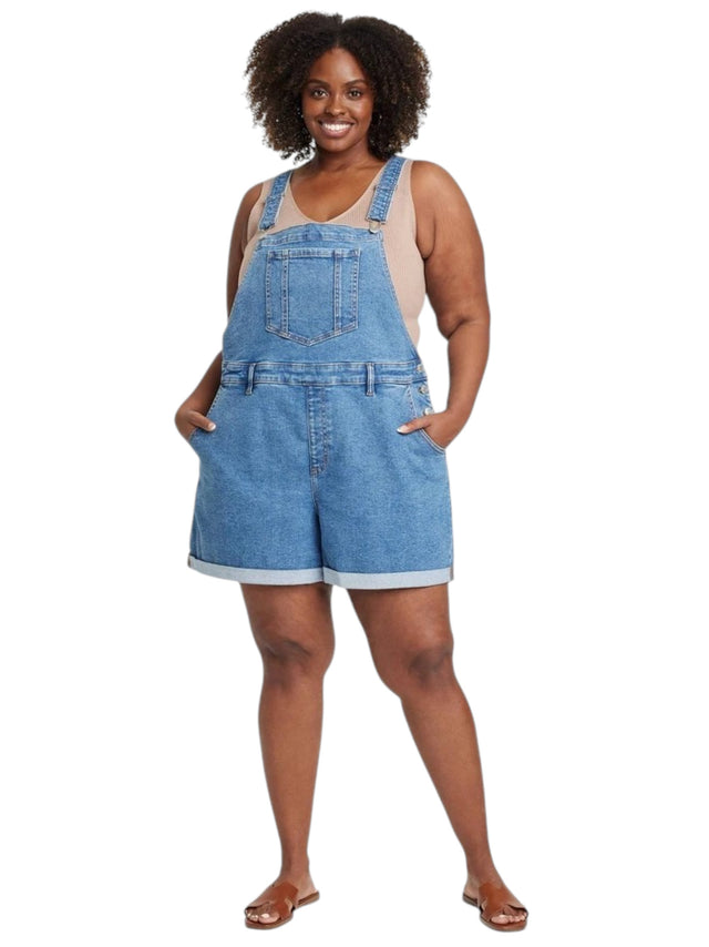 Image for Women's Plain Jeans Short Jumpsuit,Blue